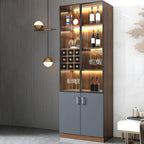 Vitrine de rangement en bois noir-gris avec éclairage