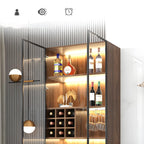 Vitrine de rangement en bois noir-gris avec éclairage