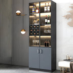 Vitrine de rangement en bois noir-gris avec éclairage