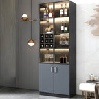 Vitrine de rangement en bois noir-gris avec éclairage
