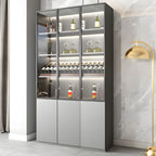 Vitrine en bois gris avec portes vitrées et tiroirs