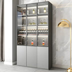 Vitrine en bois gris avec portes vitrées et tiroirs