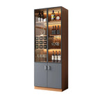 Vitrine en bois gris avec portes vitrées et tiroirs