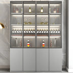 Vitrine en bois gris avec portes vitrées et tiroirs