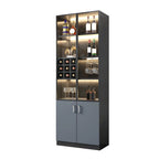 Vitrine en bois gris avec portes vitrées et tiroirs