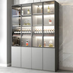 Vitrine en bois gris avec portes vitrées et tiroirs