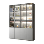 Vitrine en bois gris avec portes vitrées et tiroirs
