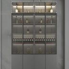 Vitrine en bois gris avec portes vitrées et tiroirs