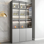 Vitrine en bois gris avec portes vitrées et tiroirs