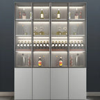 Vitrine en bois gris avec portes vitrées et tiroirs