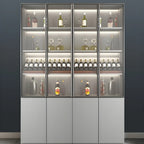 Vitrine en bois gris avec portes vitrées et tiroirs