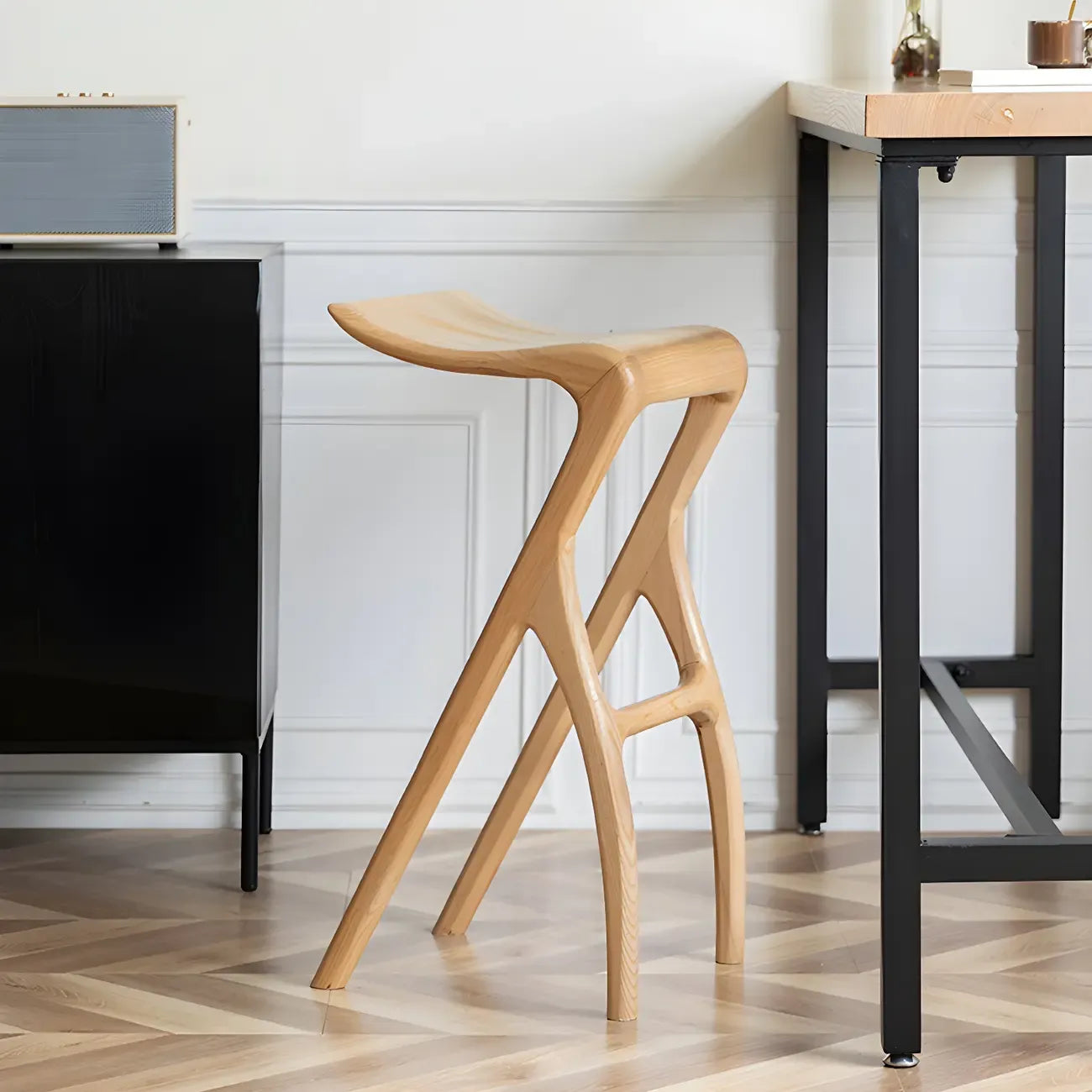 Tabourets de bar minimalistes en bois, sans dossier, hauteur comptoir