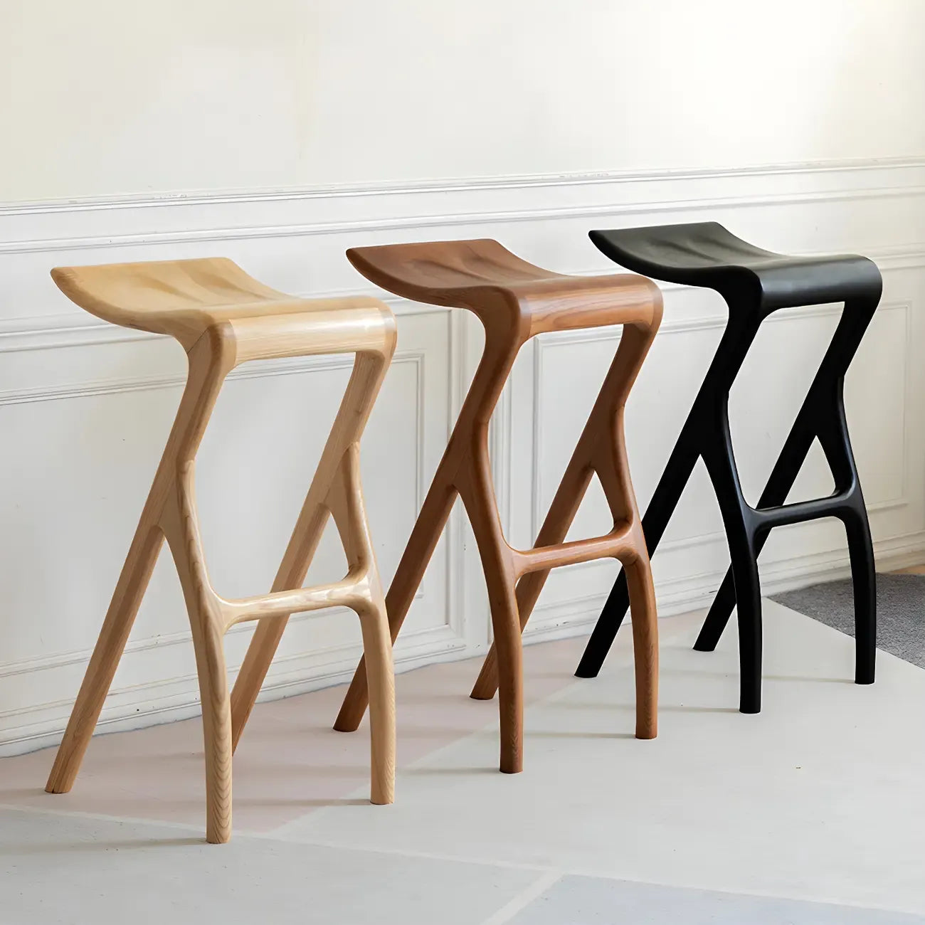 Tabourets de bar minimalistes en bois, sans dossier, hauteur comptoir