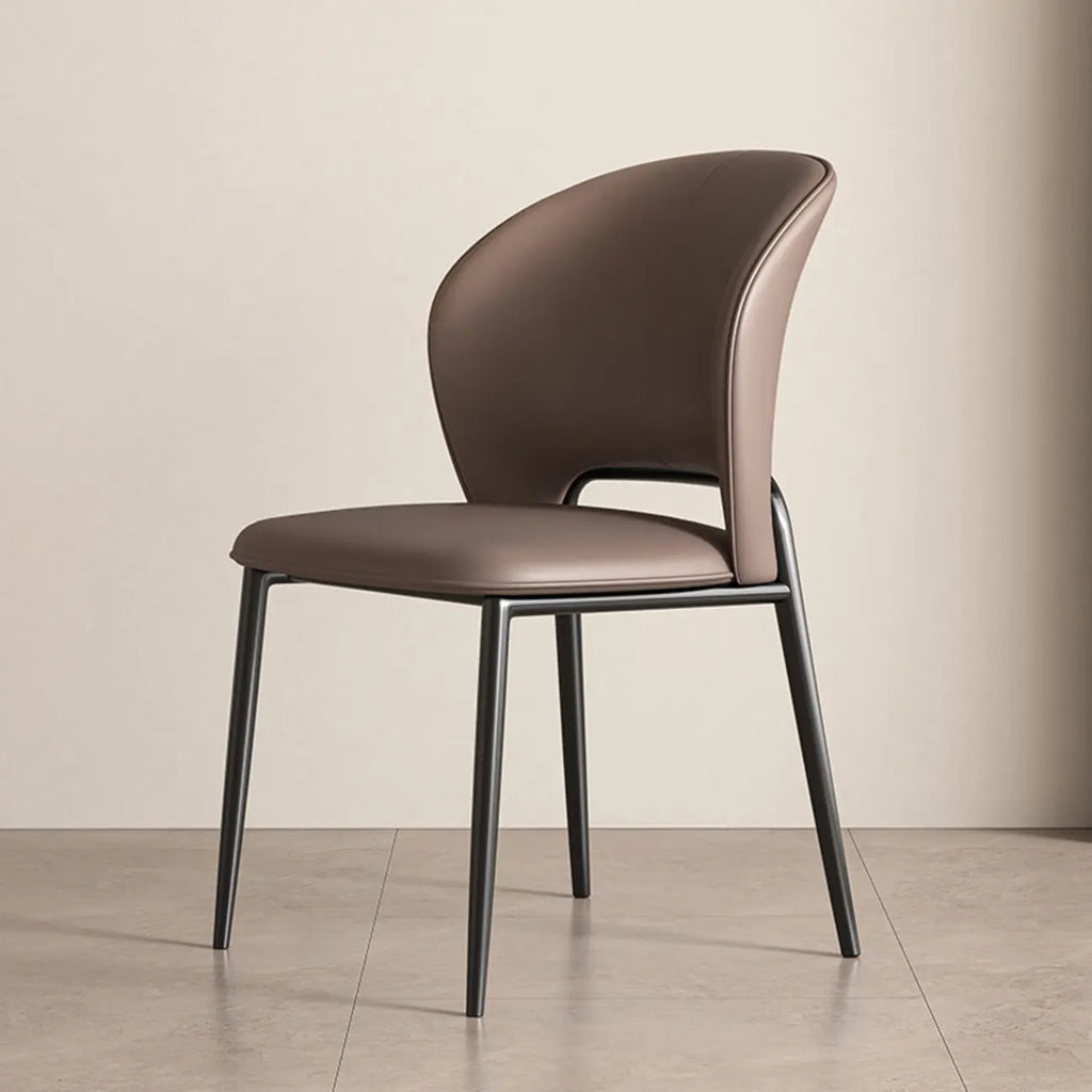Chaise de salle à manger moderne en similicuir à dossier bas incurvé