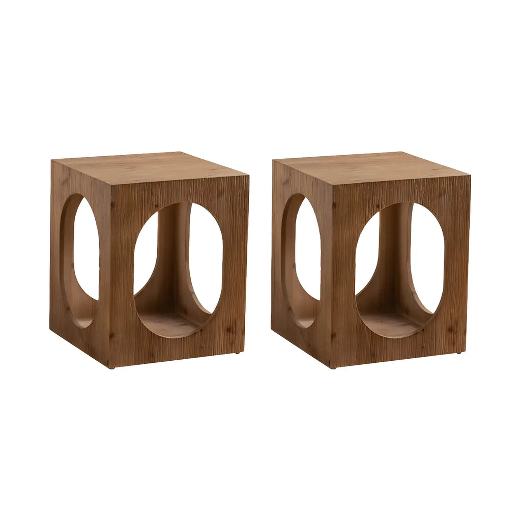 Table d'appoint élégante en bois géométrique
