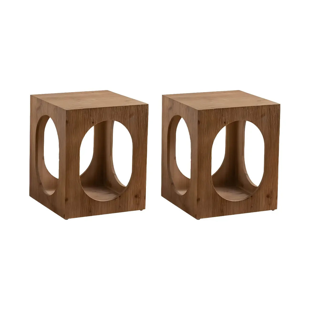Table d'appoint élégante en bois géométrique
