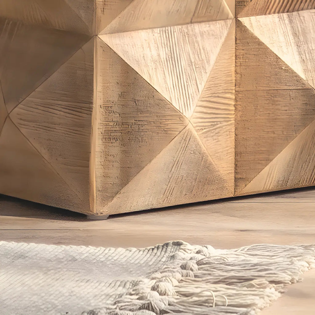 Table d'appoint élégante en bois géométrique