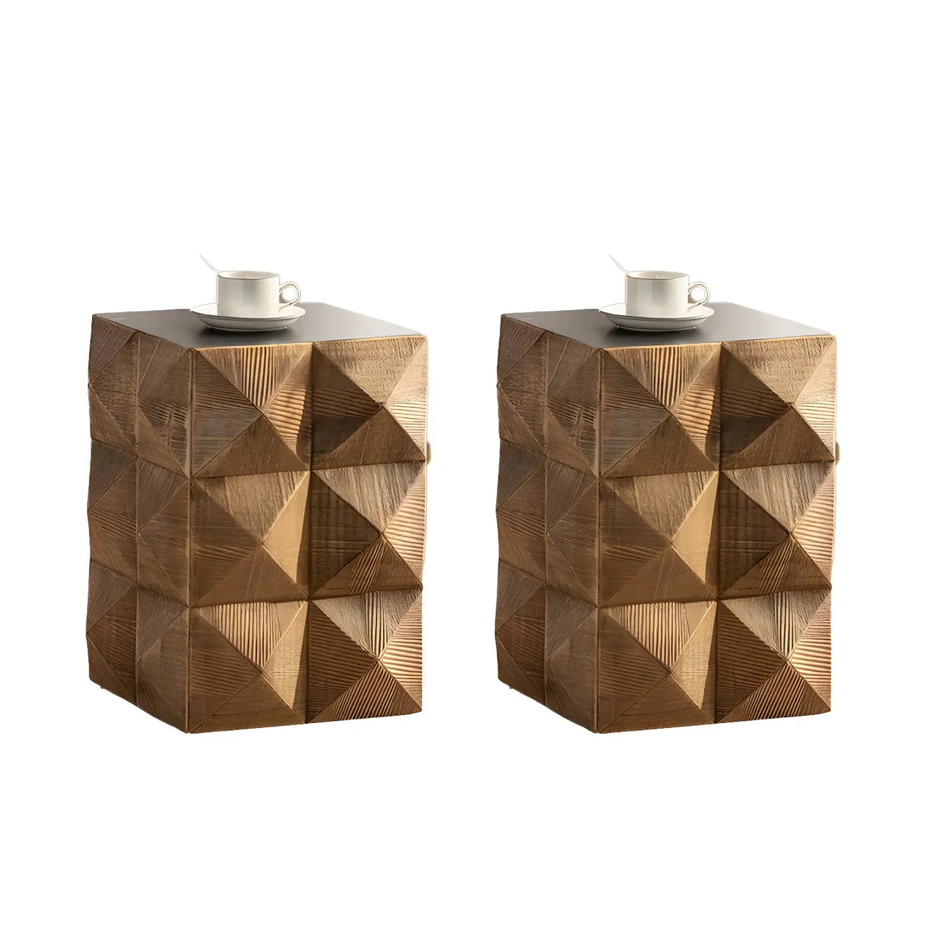 Table d'appoint élégante en bois géométrique