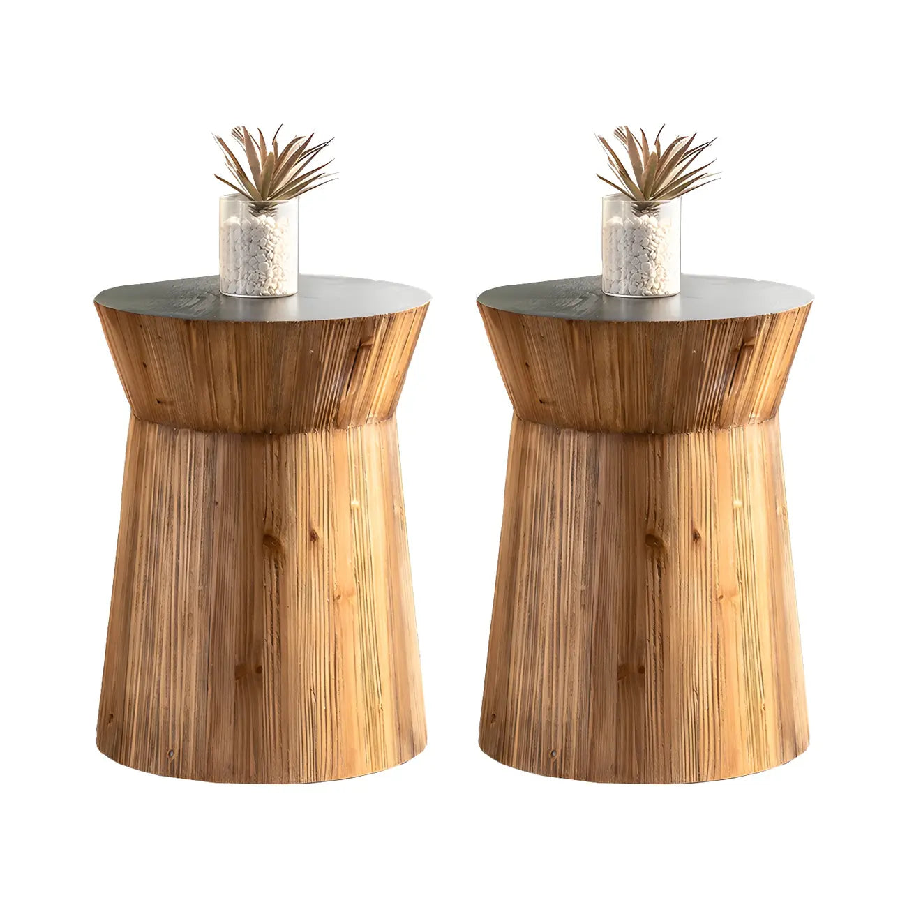 Table d'appoint élégante en bois géométrique