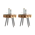 Table d'appoint élégante en bois géométrique