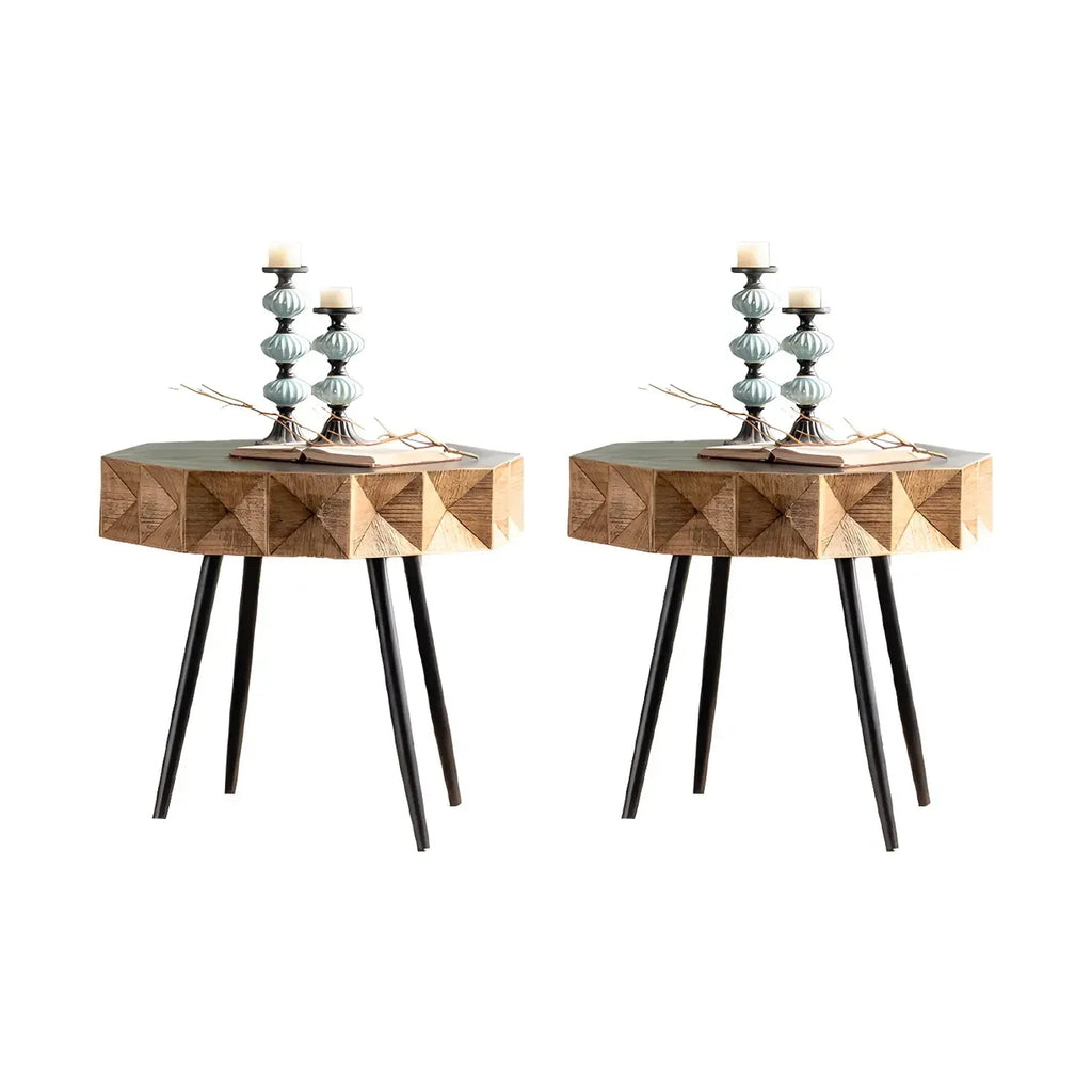 Table d'appoint élégante en bois géométrique