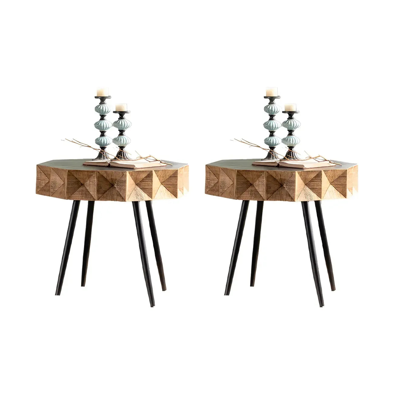 Table d'appoint élégante en bois géométrique