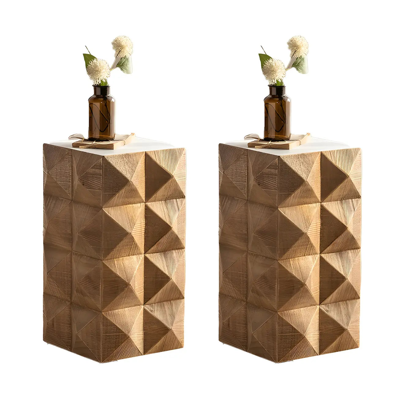 Table d'appoint élégante en bois géométrique