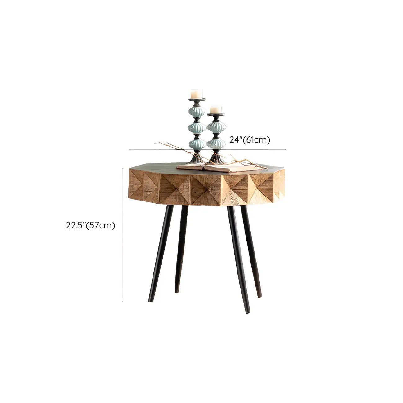 Table d'appoint élégante en bois géométrique