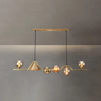 Îlot de cuisine moderne avec lustre globe en verre doré