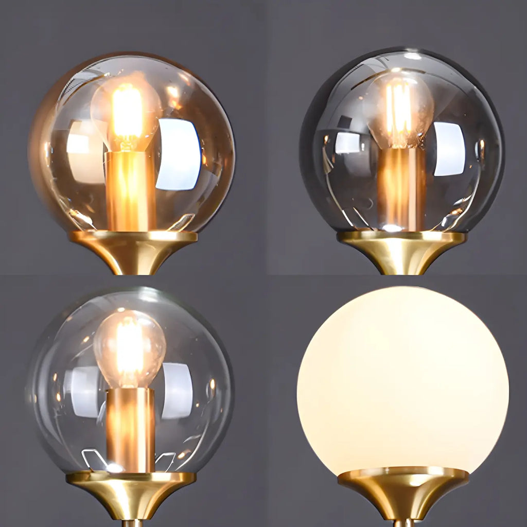 Îlot de cuisine moderne avec lustre globe en verre doré
