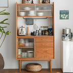 vaisselier en bois brun avec portes vitrées