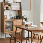 vaisselier en bois brun avec portes vitrées