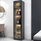 Vitrine en bois noir avec portes vitrées et éclairage intégré