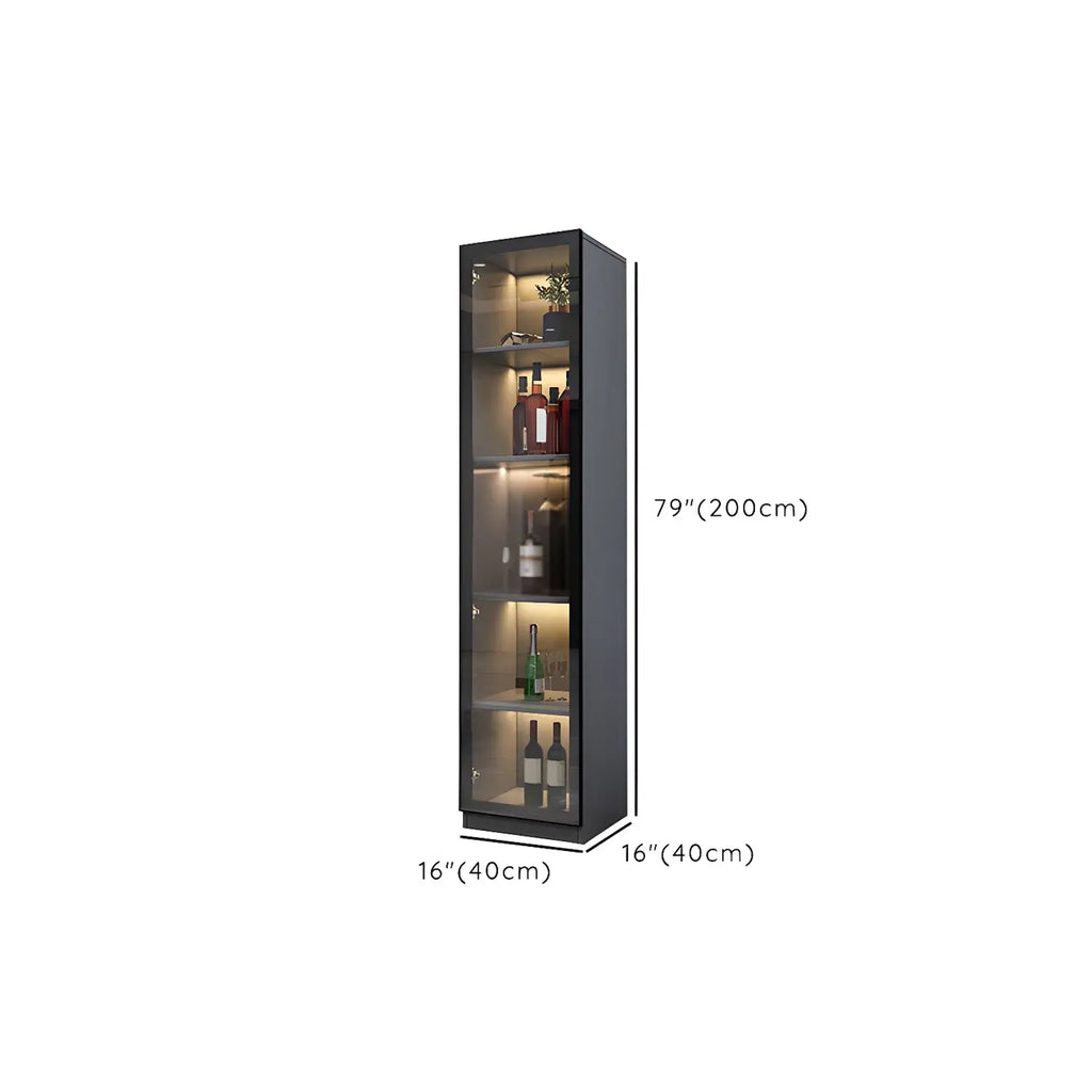 Vitrine en bois noir avec portes vitrées et éclairage intégré