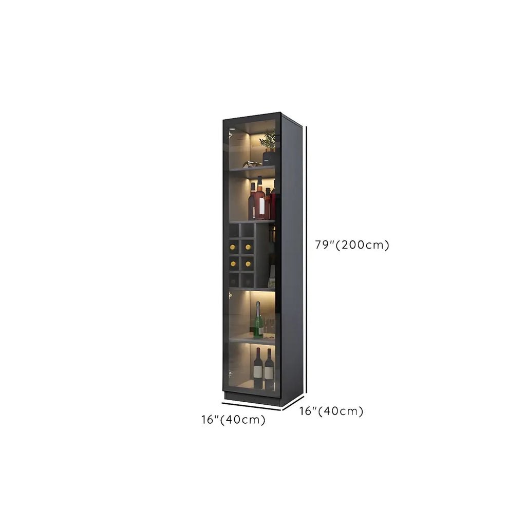 Vitrine en bois noir avec portes vitrées et éclairage intégré