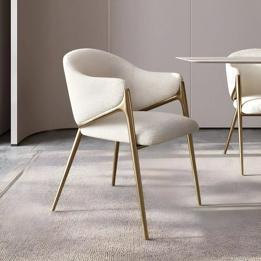 Ensemble de 2 chaises de salle à manger blanches contemporaines en sherpa à dossier bas
