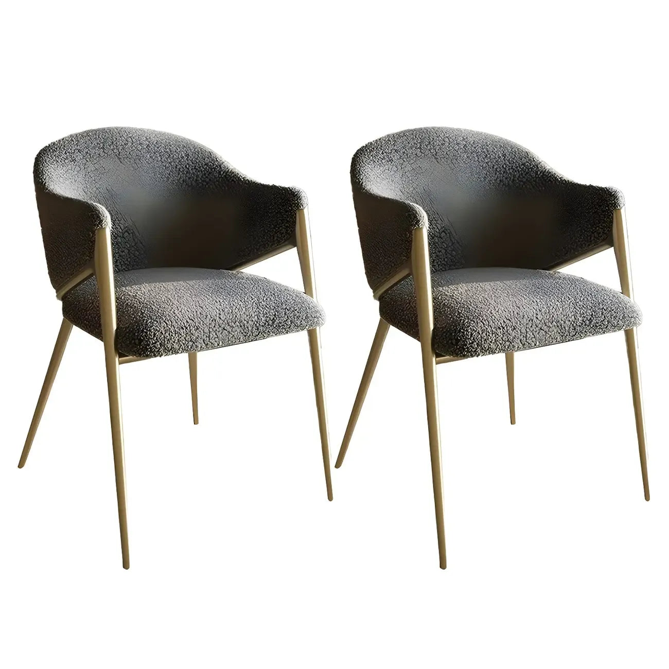 Ensemble de 2 chaises de salle à manger blanches contemporaines en sherpa à dossier bas