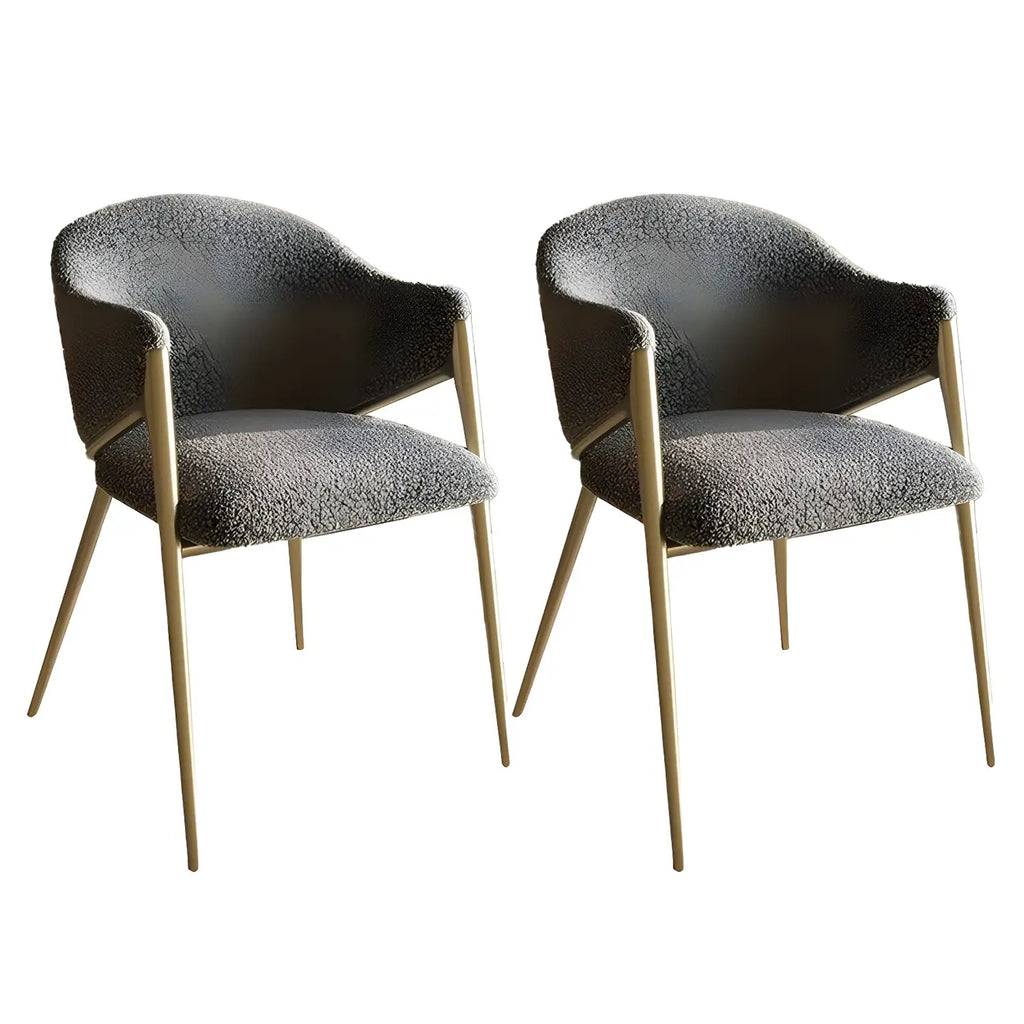 Ensemble de 2 chaises de salle à manger blanches contemporaines en sherpa à dossier bas