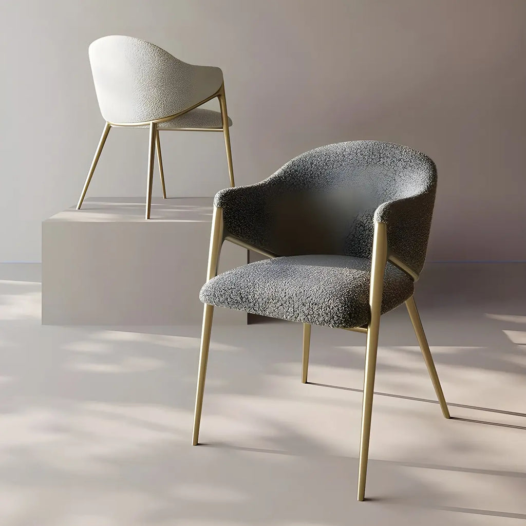 Ensemble de 2 chaises de salle à manger blanches contemporaines en sherpa à dossier bas