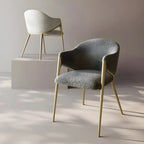 Ensemble de 2 chaises de salle à manger blanches contemporaines en sherpa à dossier bas