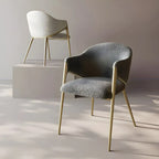 Ensemble de 2 chaises de salle à manger blanches contemporaines en sherpa à dossier bas