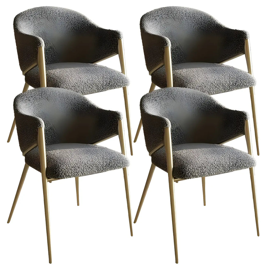 Ensemble de 2 chaises de salle à manger blanches contemporaines en sherpa à dossier bas