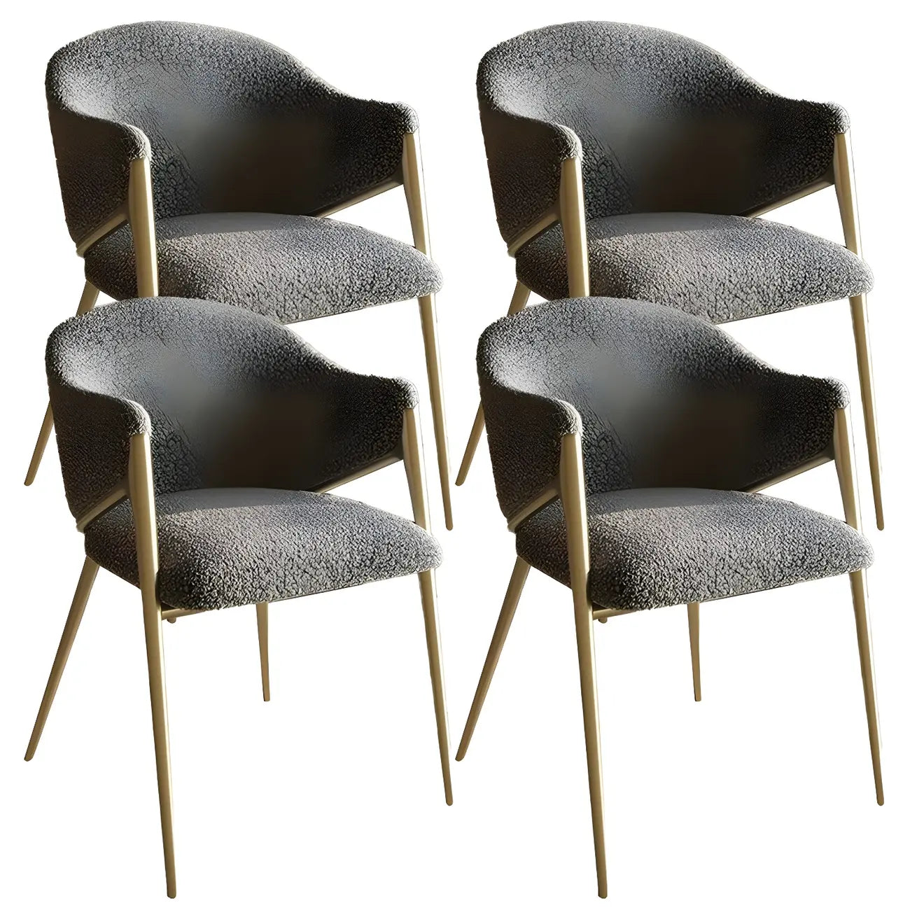 Ensemble de 2 chaises de salle à manger blanches contemporaines en sherpa à dossier bas