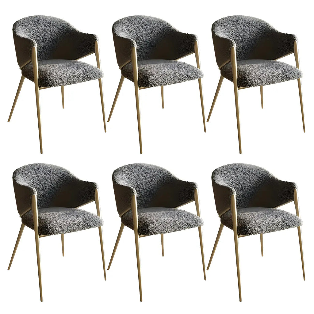 Ensemble de 2 chaises de salle à manger blanches contemporaines en sherpa à dossier bas