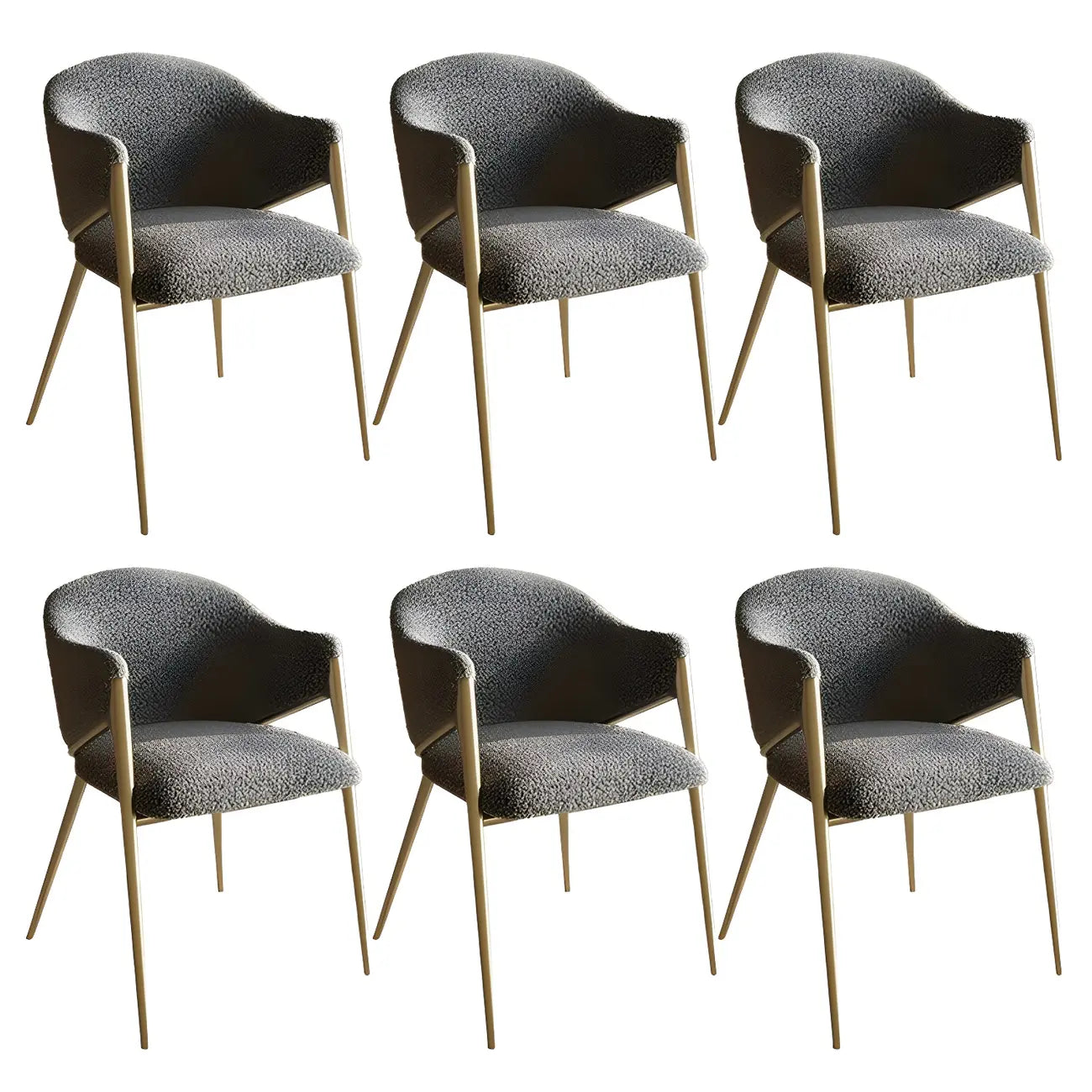 Ensemble de 2 chaises de salle à manger blanches contemporaines en sherpa à dossier bas
