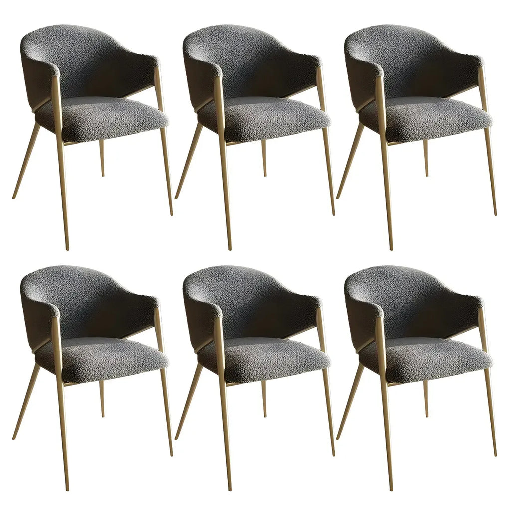 Ensemble de 2 chaises de salle à manger blanches contemporaines en sherpa à dossier bas