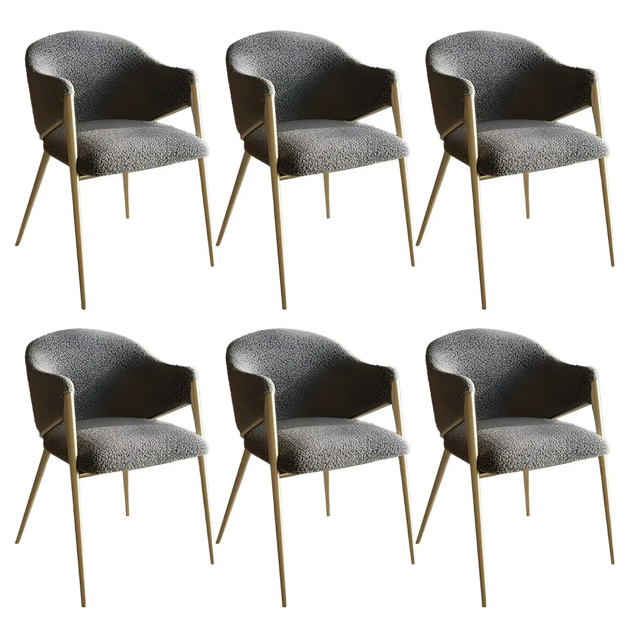 Ensemble de 2 chaises de salle à manger blanches contemporaines en sherpa à dossier bas