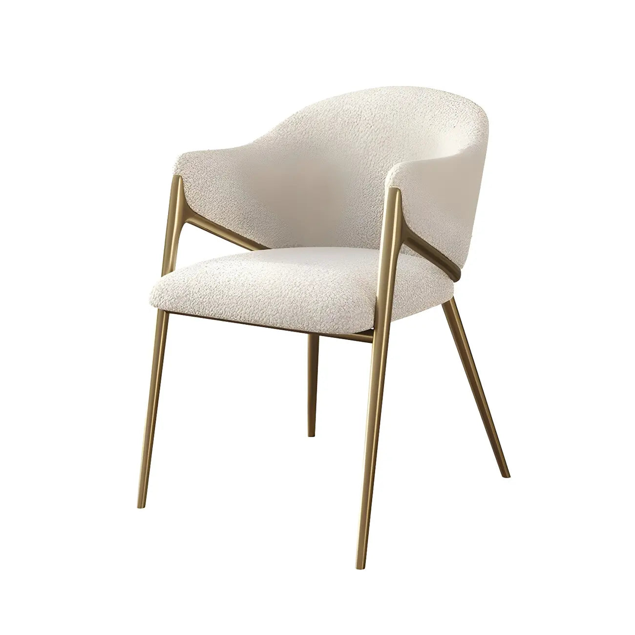 Ensemble de 2 chaises de salle à manger blanches contemporaines en sherpa à dossier bas