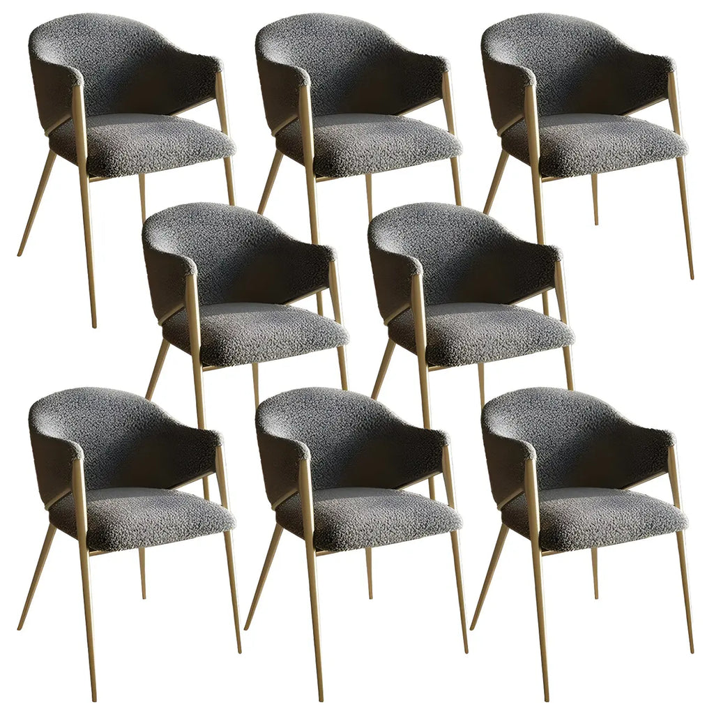 Ensemble de 2 chaises de salle à manger blanches contemporaines en sherpa à dossier bas
