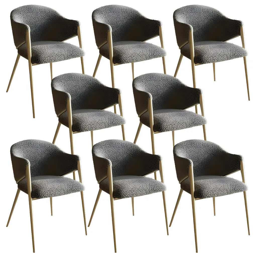 Ensemble de 2 chaises de salle à manger blanches contemporaines en sherpa à dossier bas